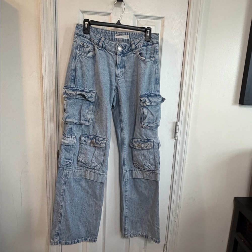 Stylish Light Blue Flare Garage Jeans